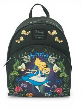 Disney Loungefly Alice in Wonderland Free Fall Mini Backpack Floral Colorful NEW